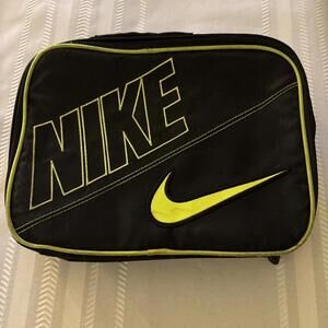 Nike School Lunch Box Insulated Large Swoosh Logo Black Neon Green Unisex Zip Up